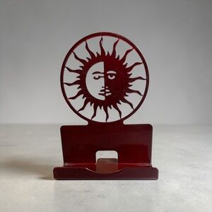 SUN AND MOON METAL BUSINESS CARD HOLDER – BOHO HOLISTIC OFFICE DECOR